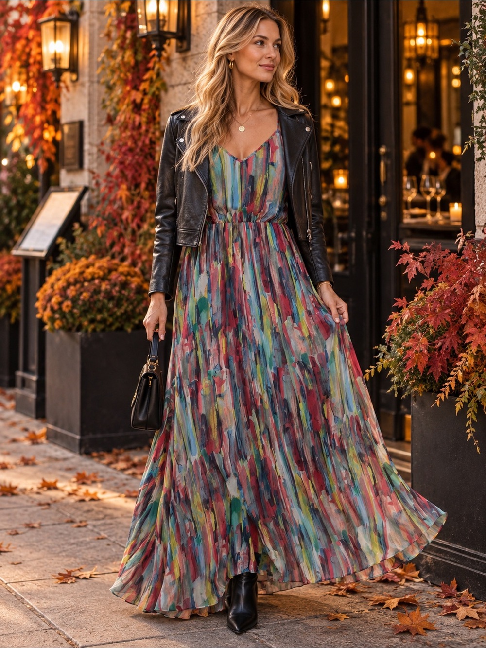 Jack Multicolor Abstract Print Maxi Dress Adjustable Straps Size 10